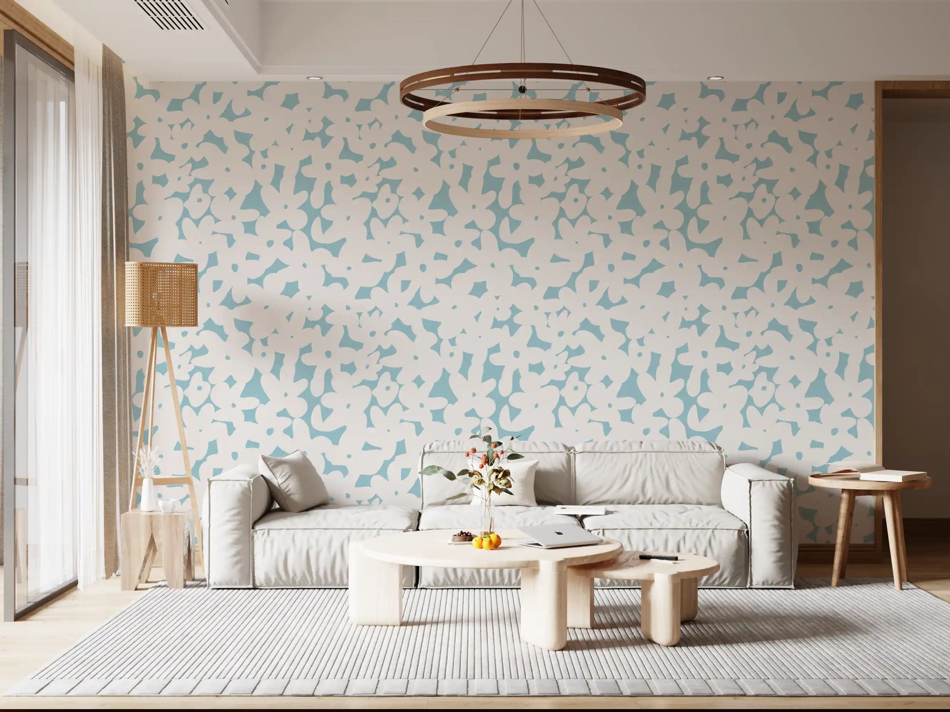 Soft Blue Floral Silhouette Wallpaper⁠