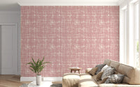 Blush Grid Hand-Painted Texture Wallpaper⁠