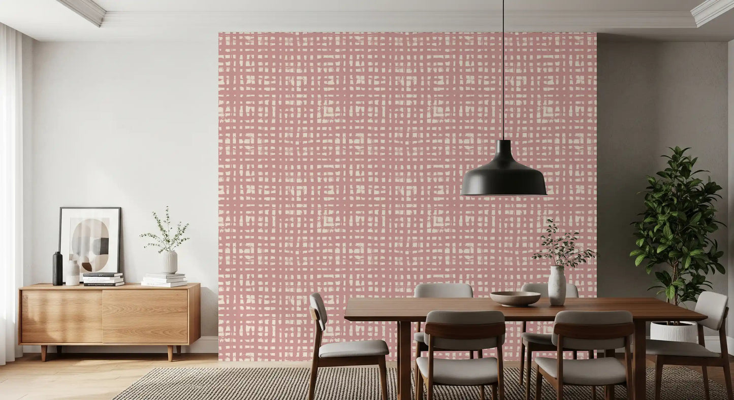 Blush Grid Hand-Painted Texture Wallpaper⁠