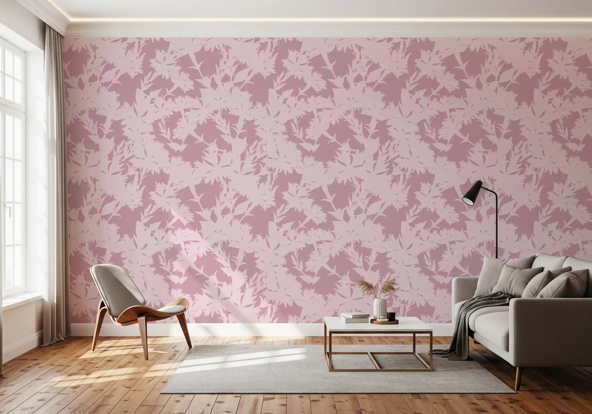 Blush Botanical Silhouette Wallpaper⁠