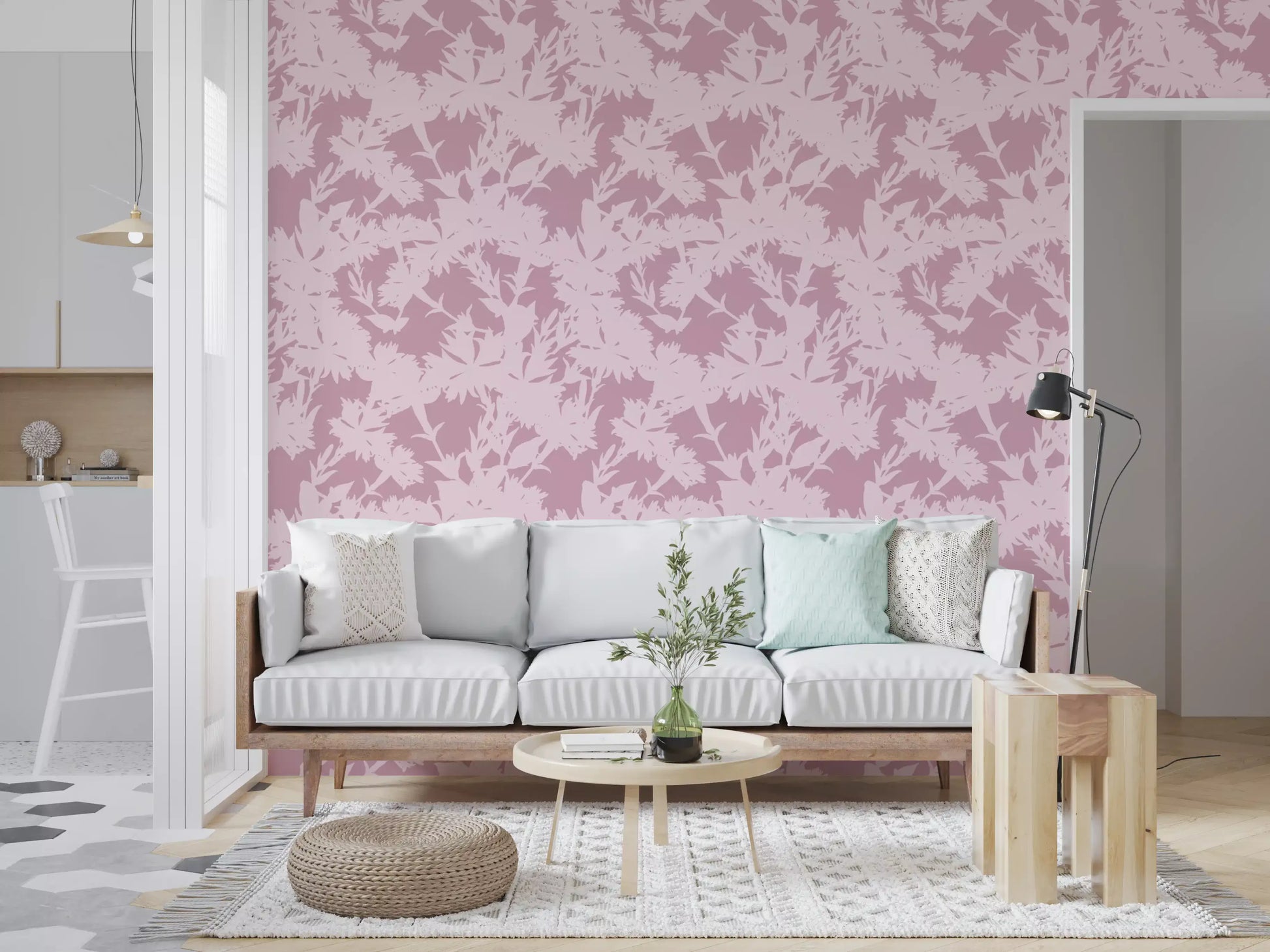 Blush Botanical Silhouette Wallpaper⁠