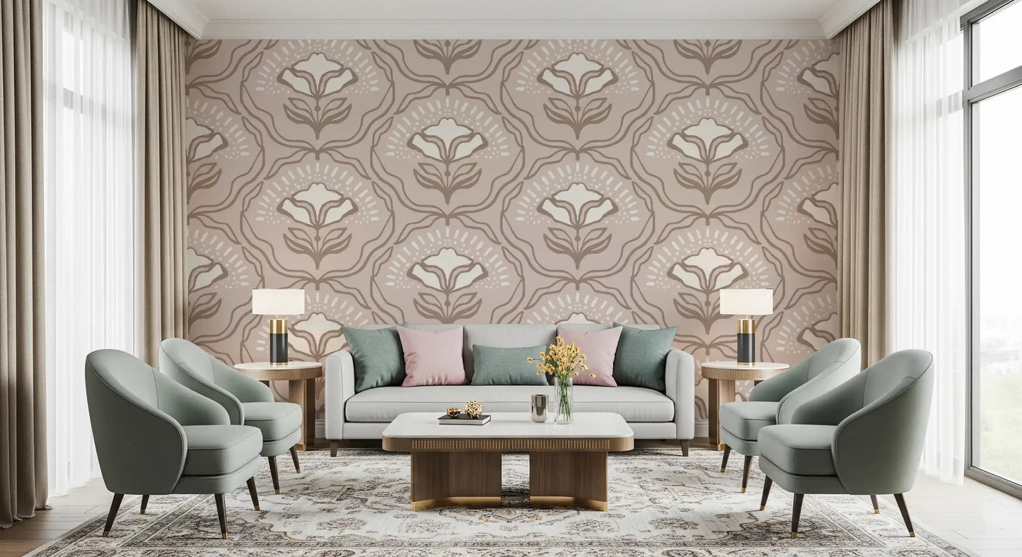 Modern Organic Botanical Repeat Wallpaper⁠