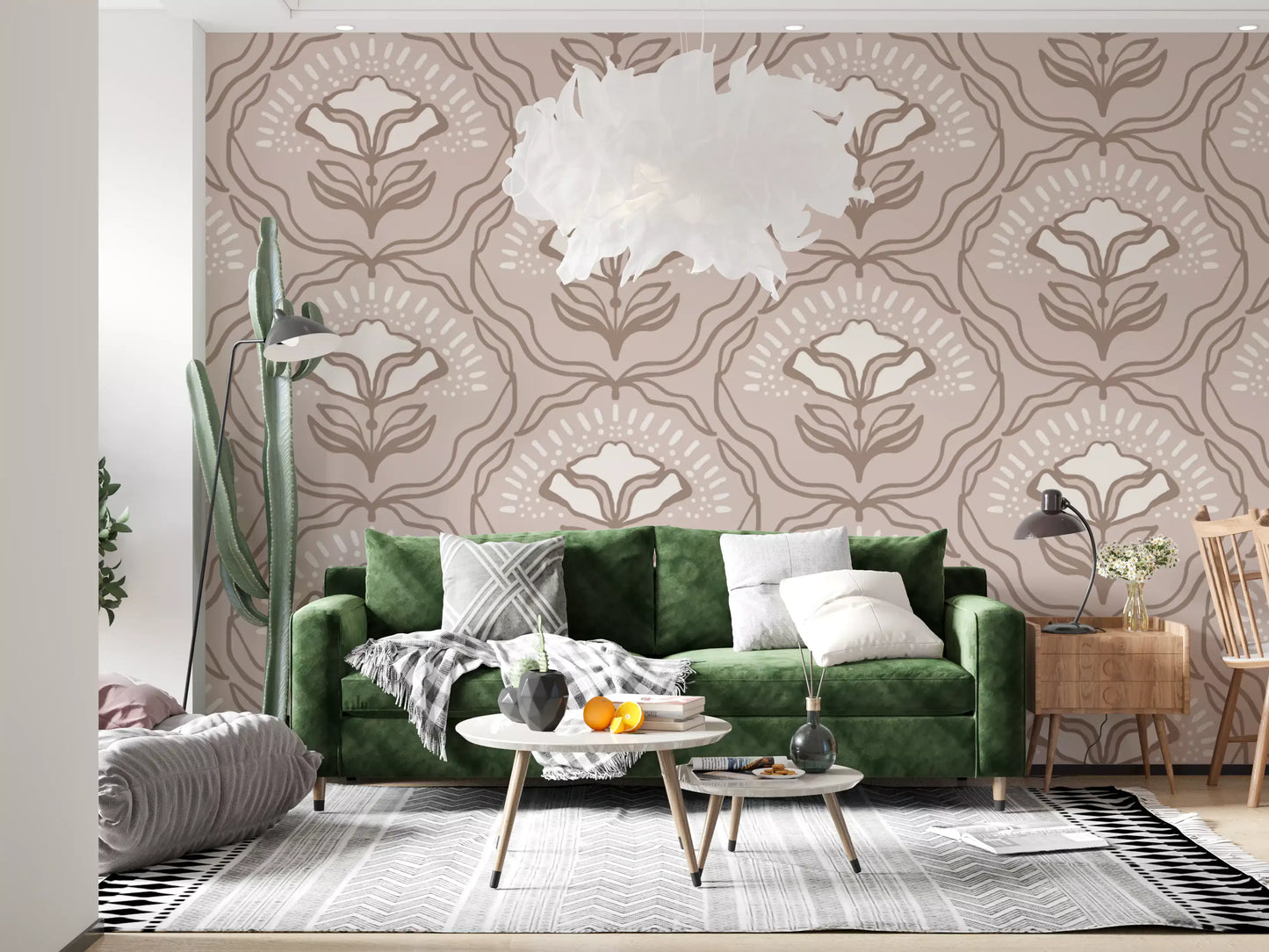 Modern Organic Botanical Repeat Wallpaper⁠