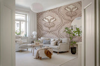 Modern Organic Botanical Repeat Wallpaper⁠