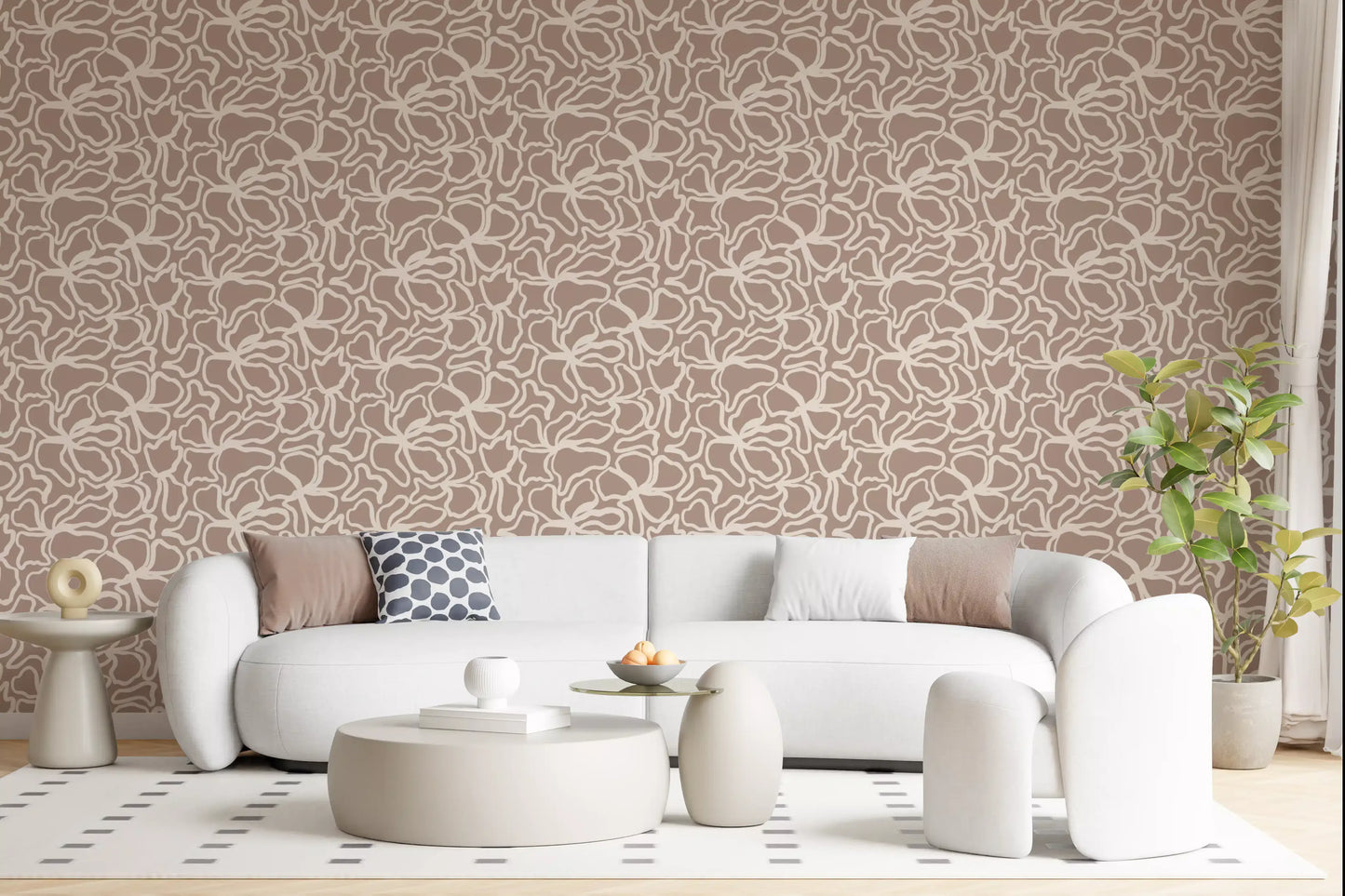 Soft Fluid Botanical Shapes Wallpaper⁠