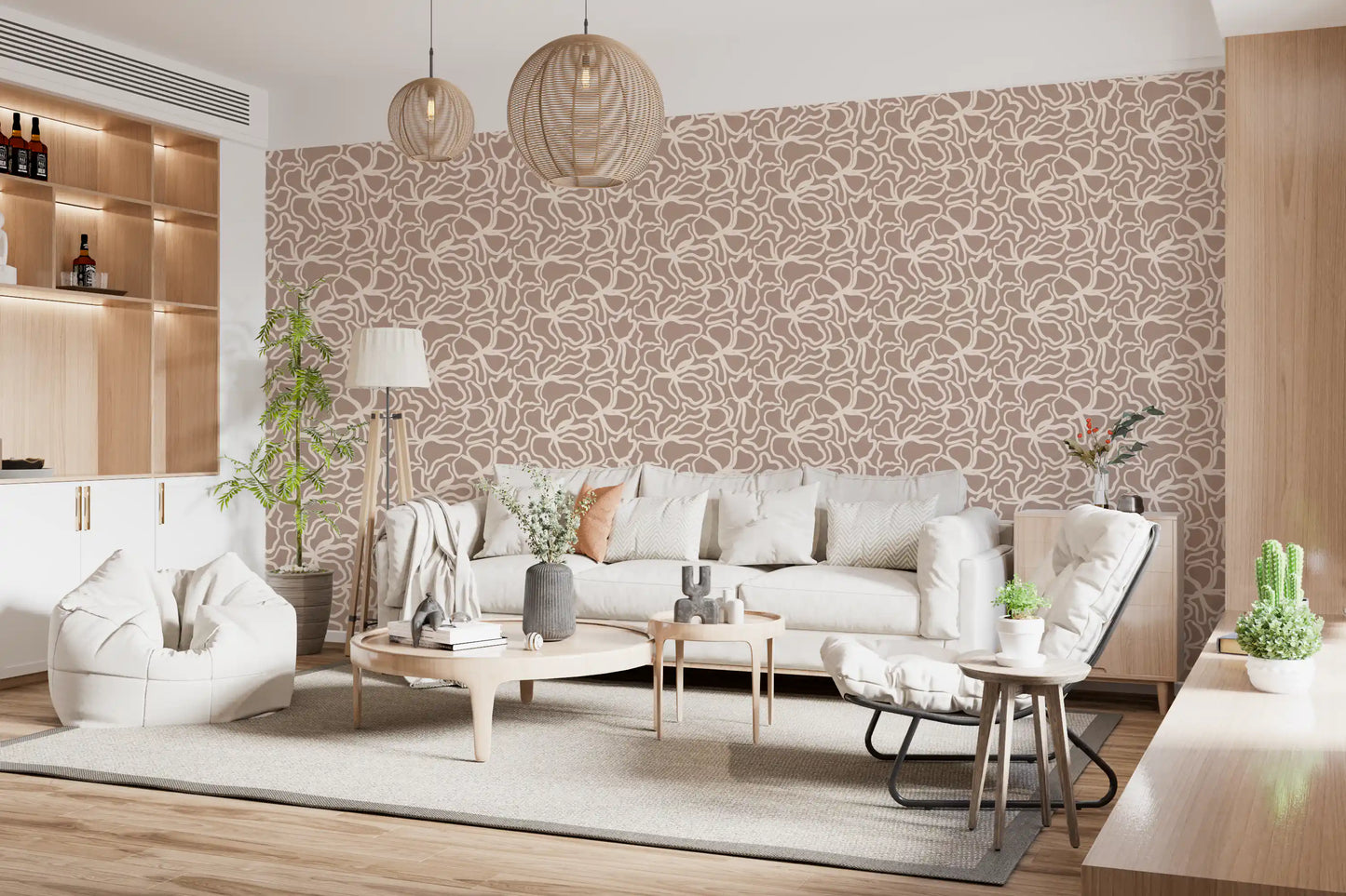 Soft Fluid Botanical Shapes Wallpaper⁠