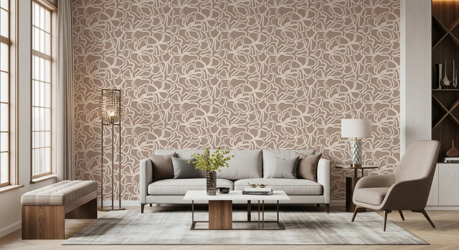 Soft Fluid Botanical Shapes Wallpaper⁠
