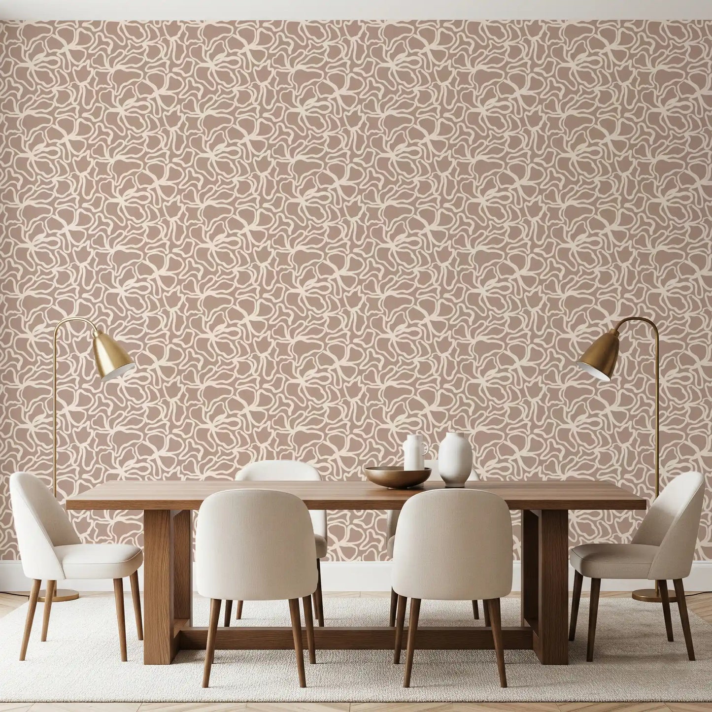 Soft Fluid Botanical Shapes Wallpaper⁠