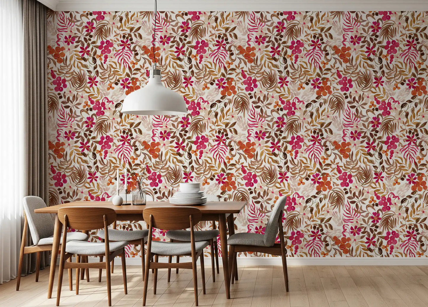 Bohemian Painted Botanical Flora Wallpaper⁠