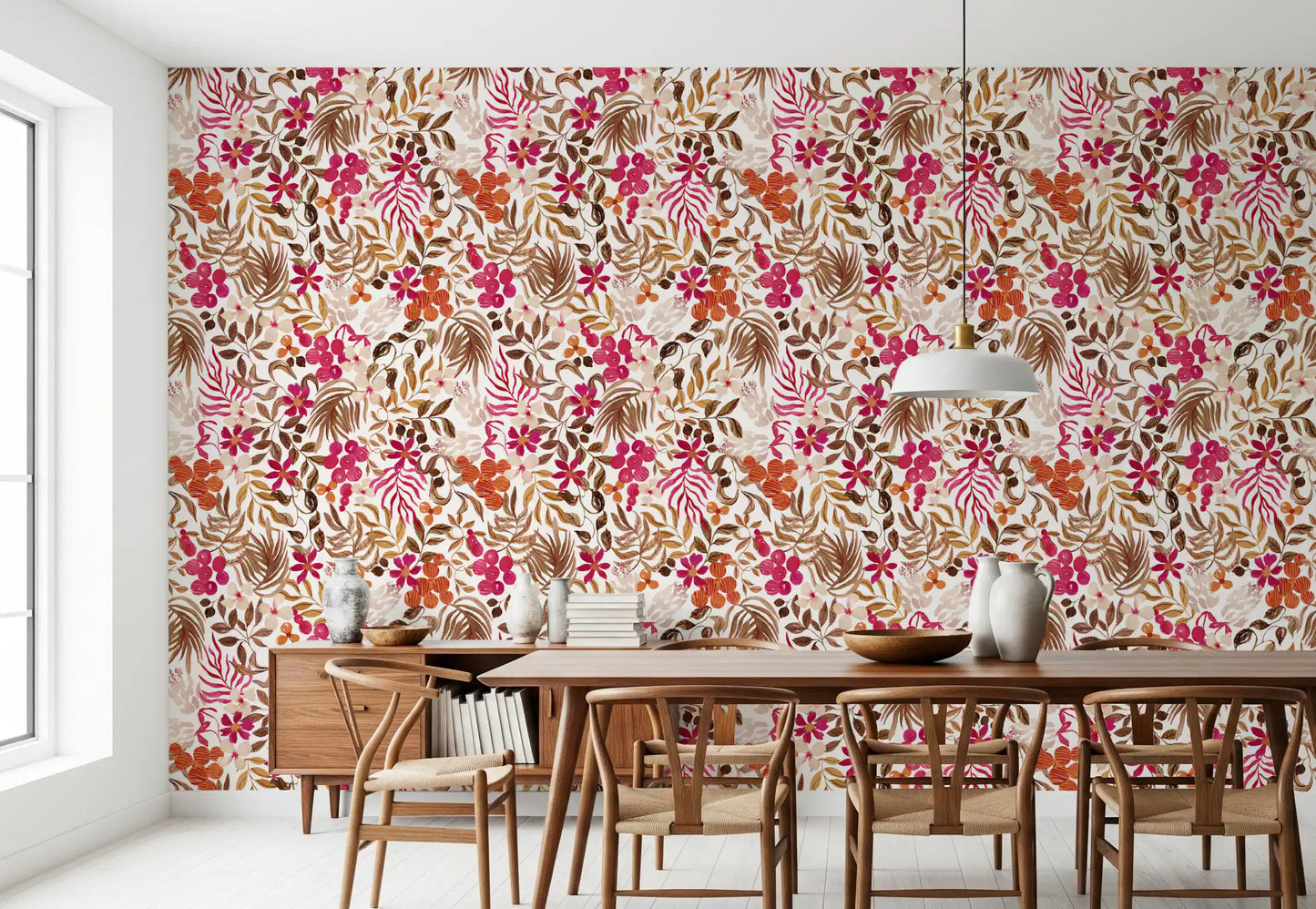 Bohemian Painted Botanical Flora Wallpaper⁠