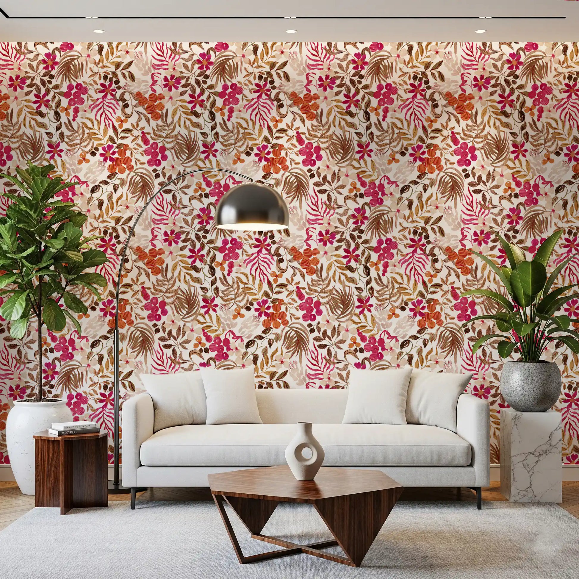 Bohemian Painted Botanical Flora Wallpaper⁠