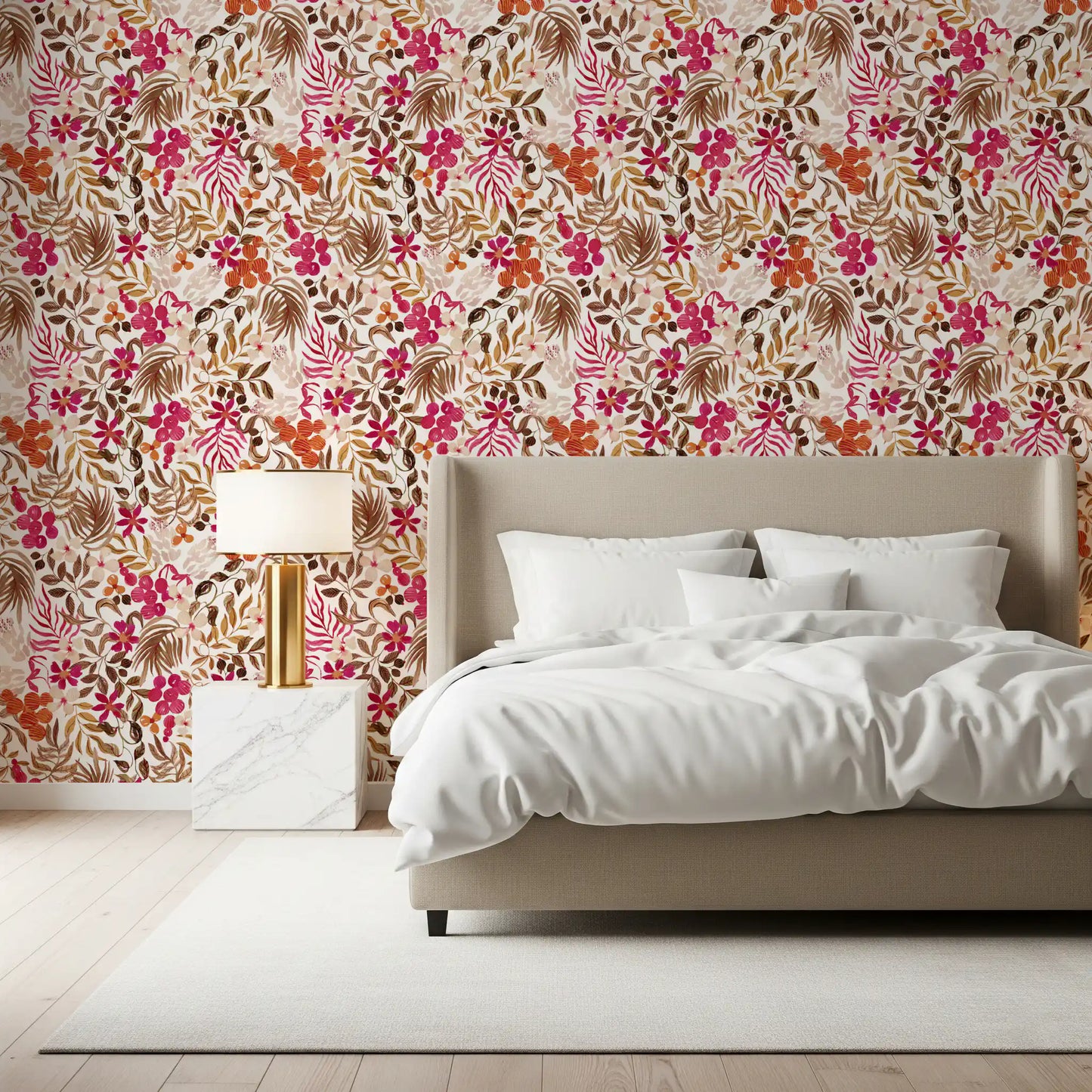 Bohemian Painted Botanical Flora Wallpaper⁠