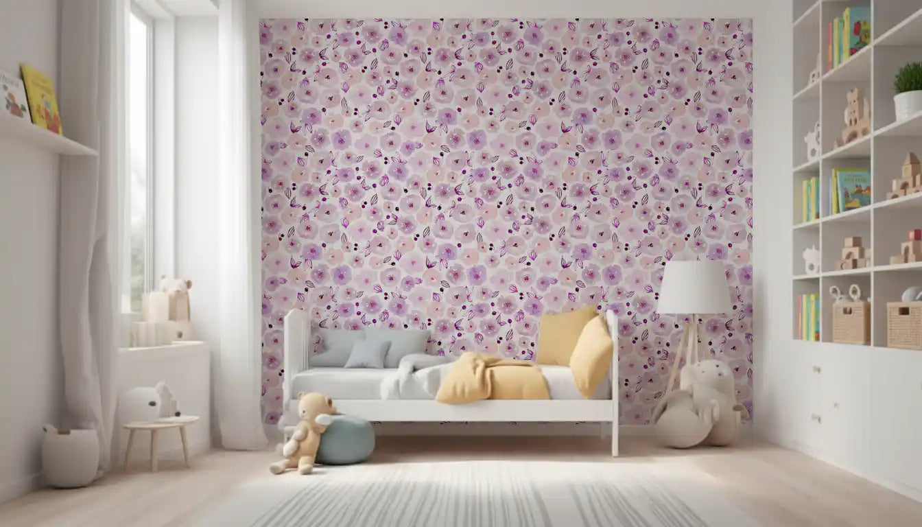 Soft Lavender Watercolor Petals Wallpaper⁠