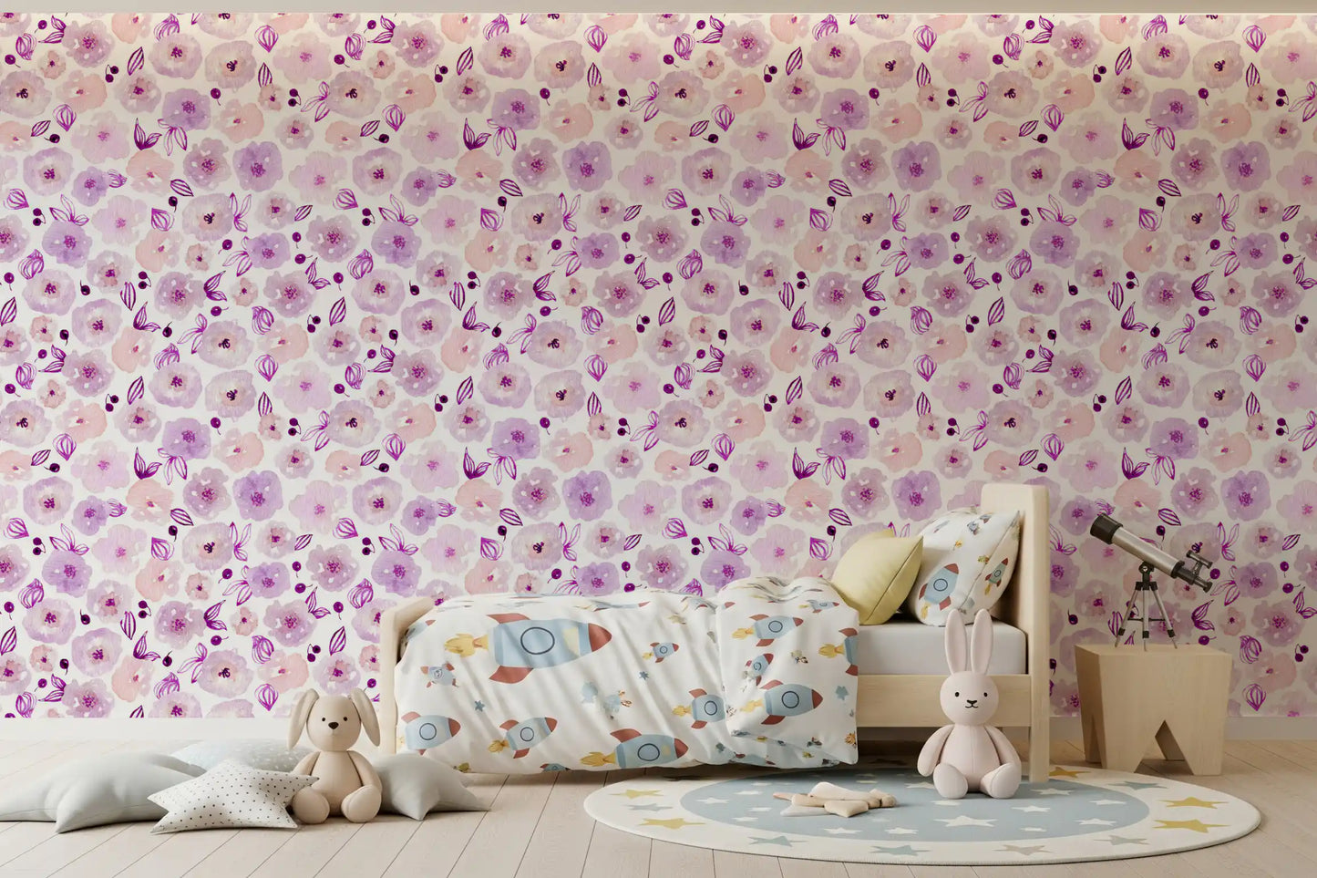 Soft Lavender Watercolor Petals Wallpaper⁠
