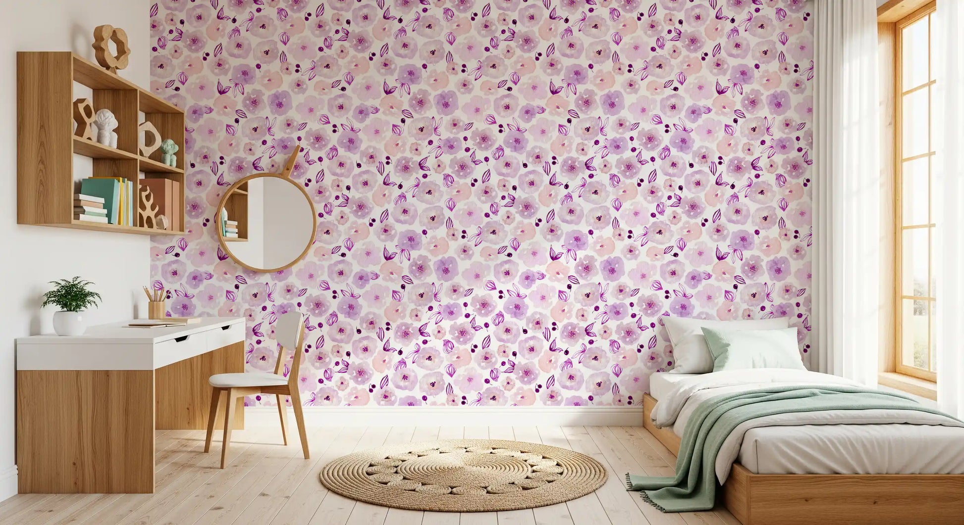 Soft Lavender Watercolor Petals Wallpaper⁠
