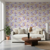 Lavender and Gold Botanical Bloom Wallpaper⁠