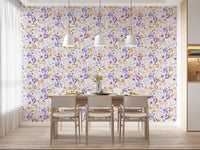 Lavender and Gold Botanical Bloom Wallpaper⁠