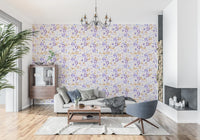 Lavender and Gold Botanical Bloom Wallpaper⁠