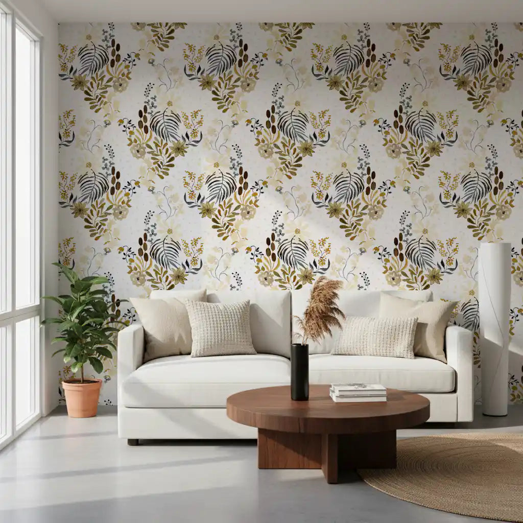 Rustic Earthy Botanical Field Wallpaper⁠