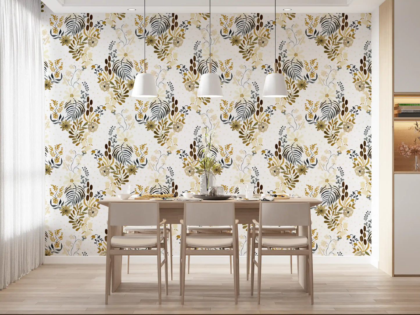Rustic Earthy Botanical Field Wallpaper⁠