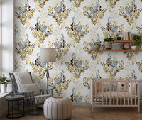Rustic Earthy Botanical Field Wallpaper⁠