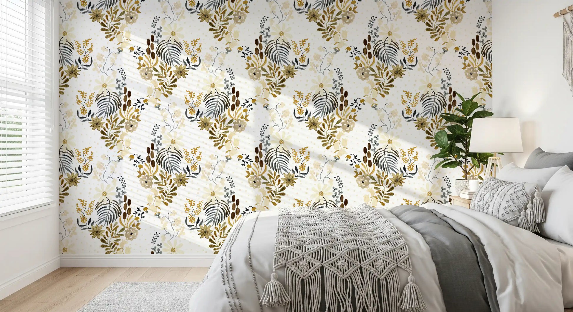 Rustic Earthy Botanical Field Wallpaper⁠