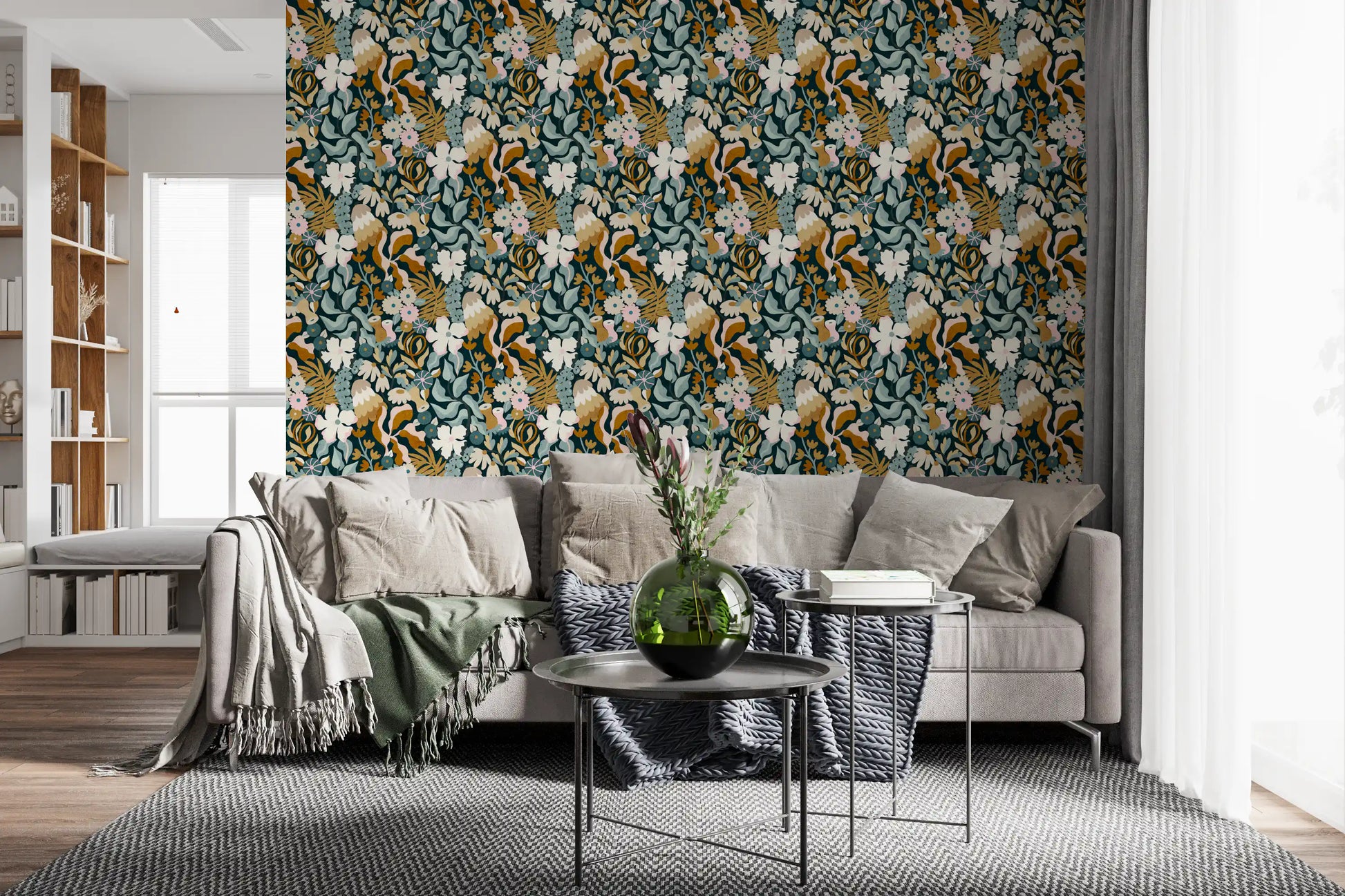 Retro Earthy Floral Bloom Wallpaper⁠