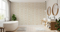 Golden Leaf Striped Botanical Wallpaper⁠