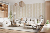 Golden Leaf Striped Botanical Wallpaper⁠