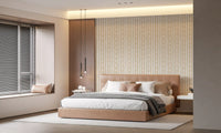 Golden Leaf Striped Botanical Wallpaper⁠