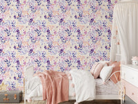 Lavender Bloom Watercolor Garden Wallpaper⁠