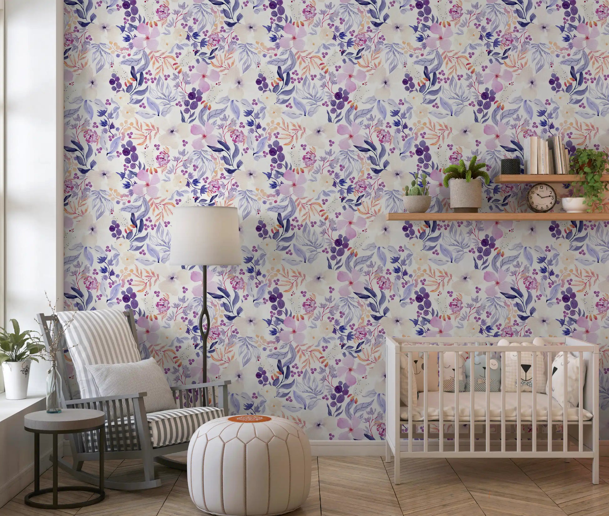 Lavender Bloom Watercolor Garden Wallpaper⁠