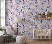 Lavender Bloom Watercolor Garden Wallpaper⁠