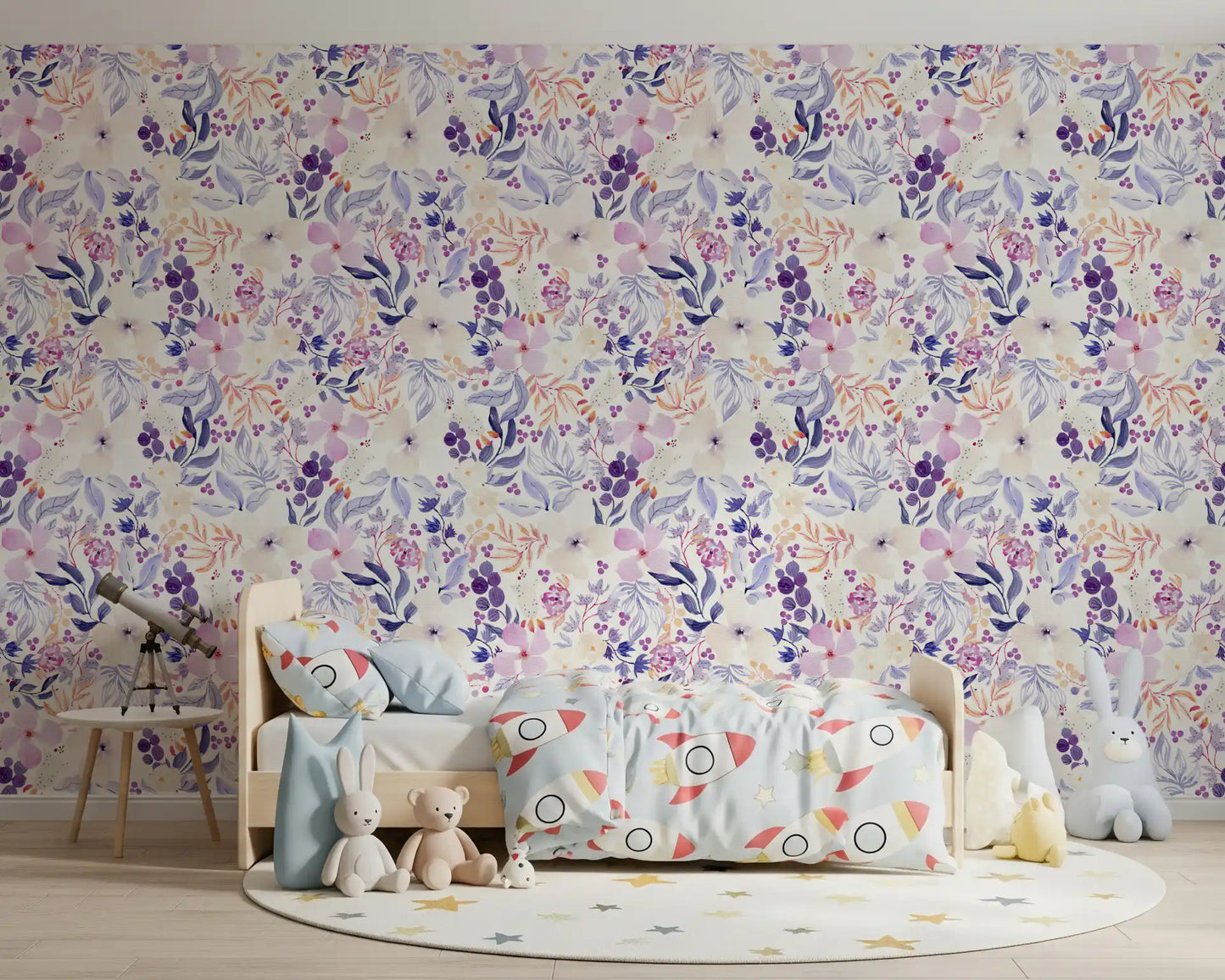 Lavender Bloom Watercolor Garden Wallpaper⁠