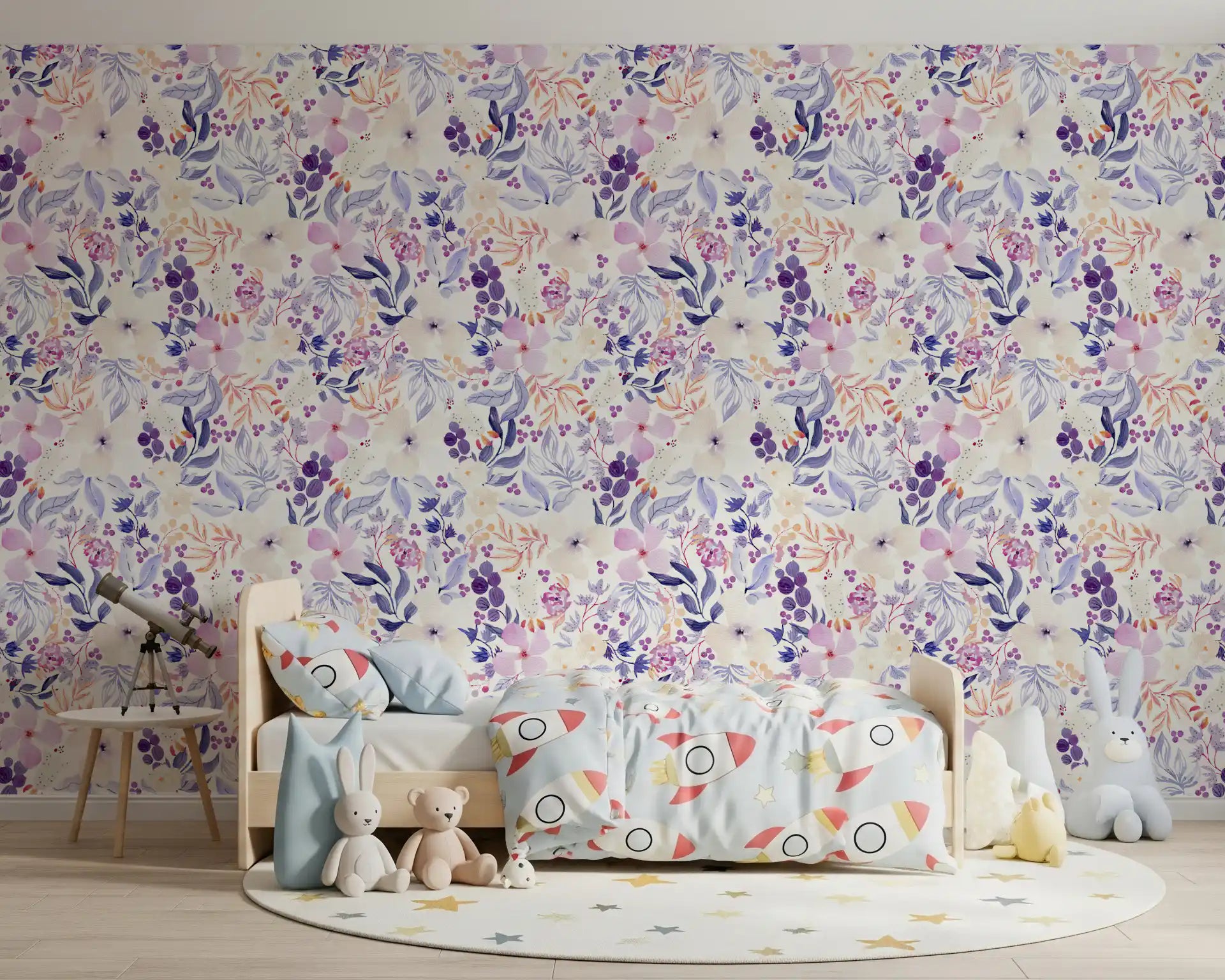 Lavender Bloom Watercolor Garden Wallpaper⁠