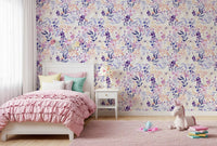 Lavender Bloom Watercolor Garden Wallpaper⁠
