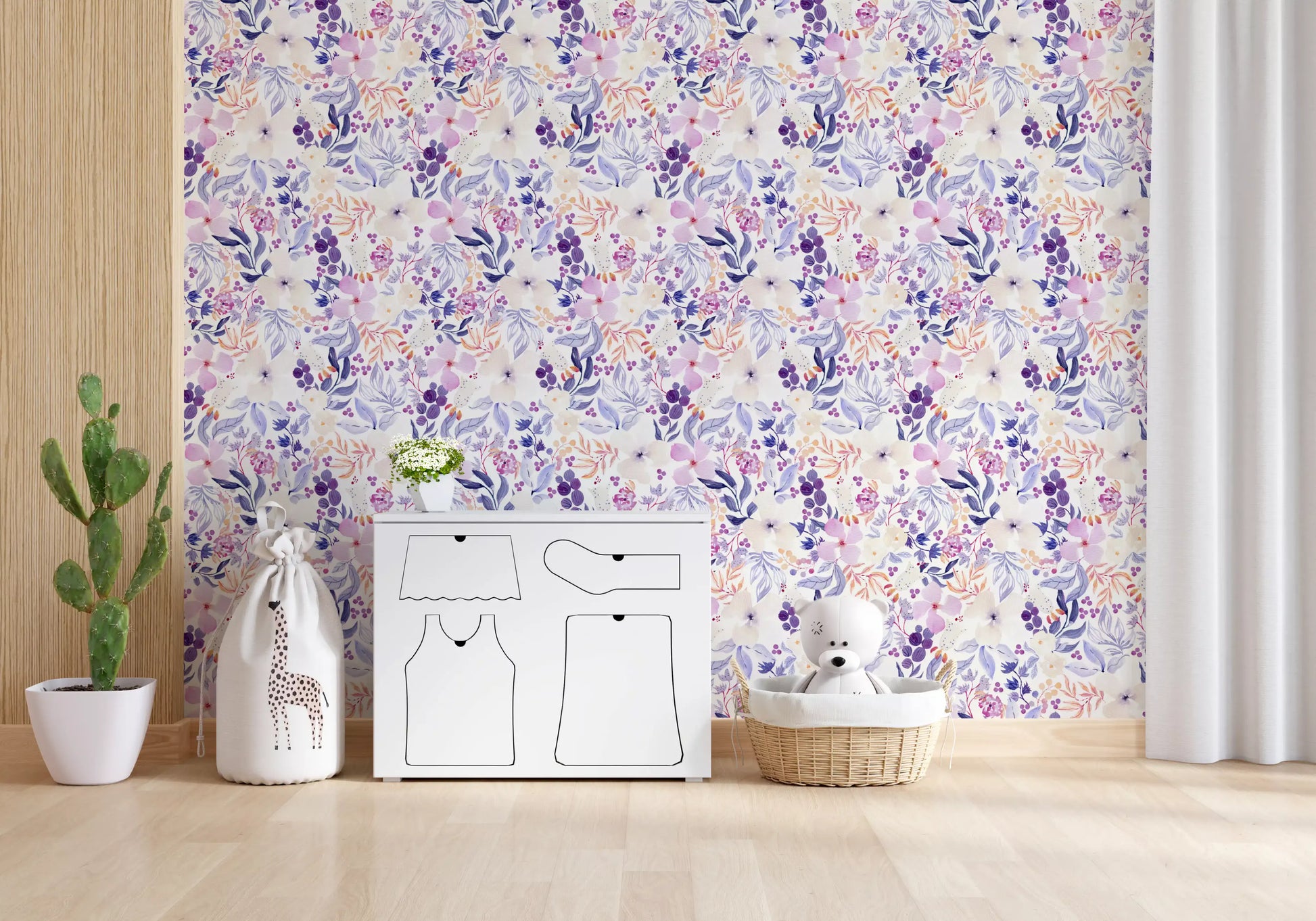 Lavender Bloom Watercolor Garden Wallpaper⁠