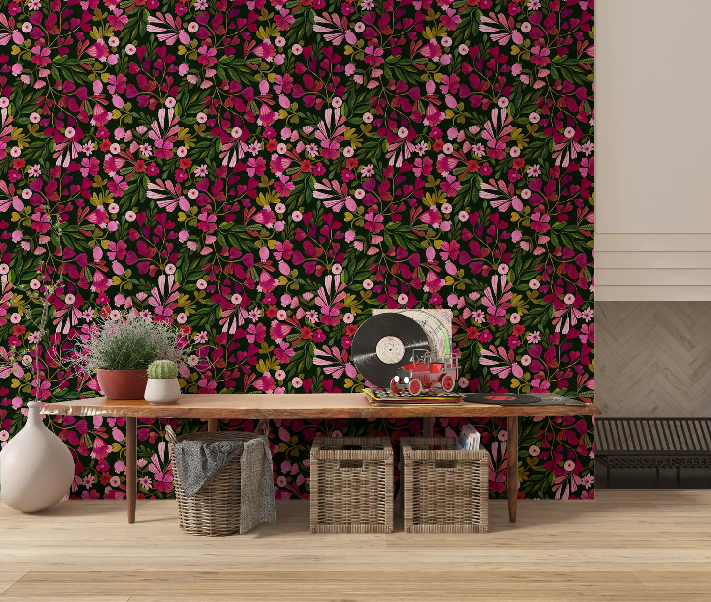 Midnight Botanical Meadow Wallpaper⁠