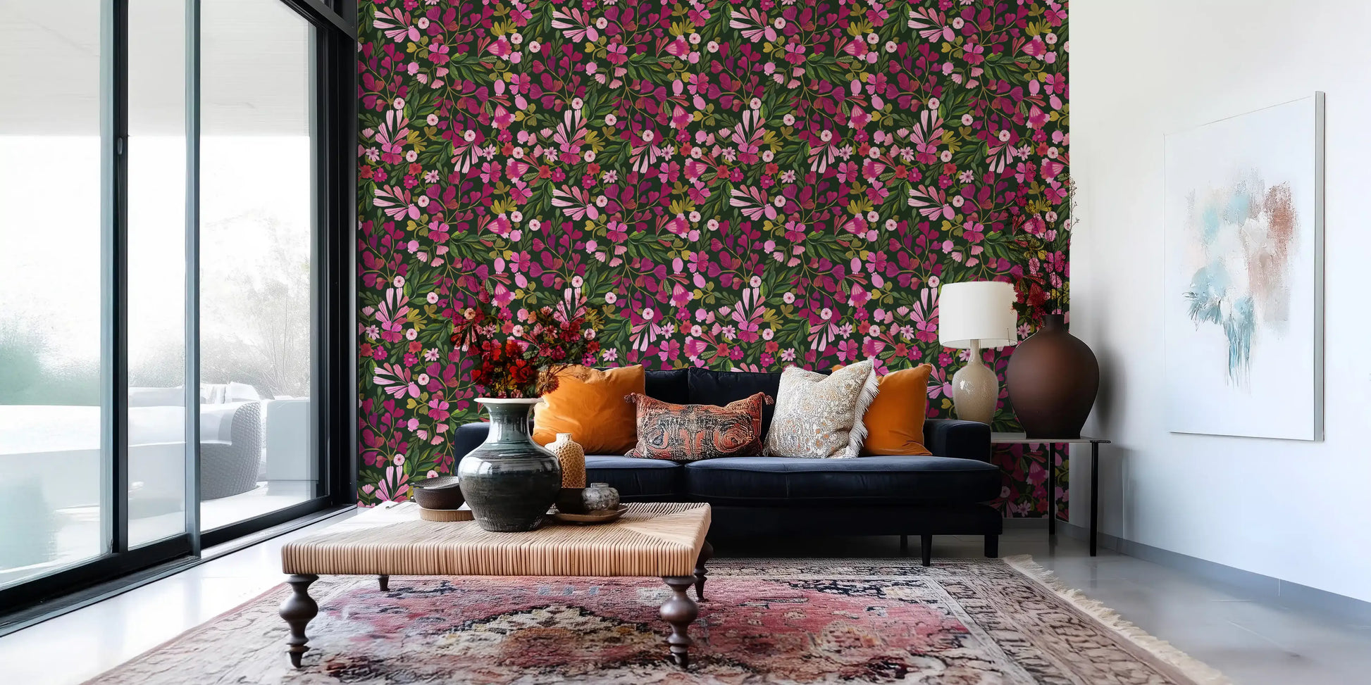 Midnight Botanical Meadow Wallpaper⁠