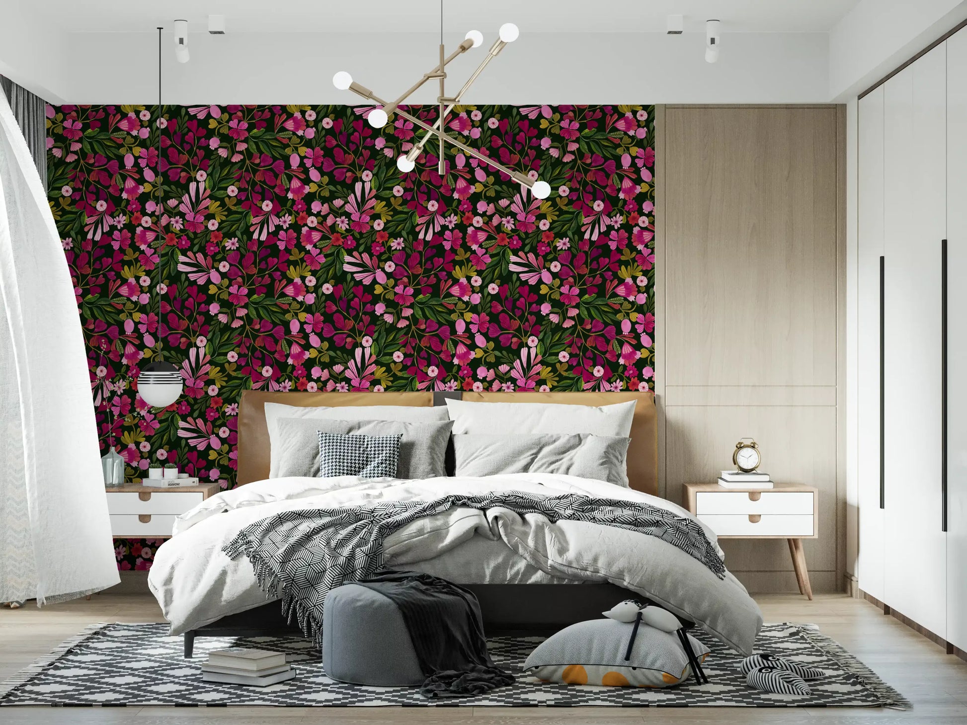 Midnight Botanical Meadow Wallpaper⁠
