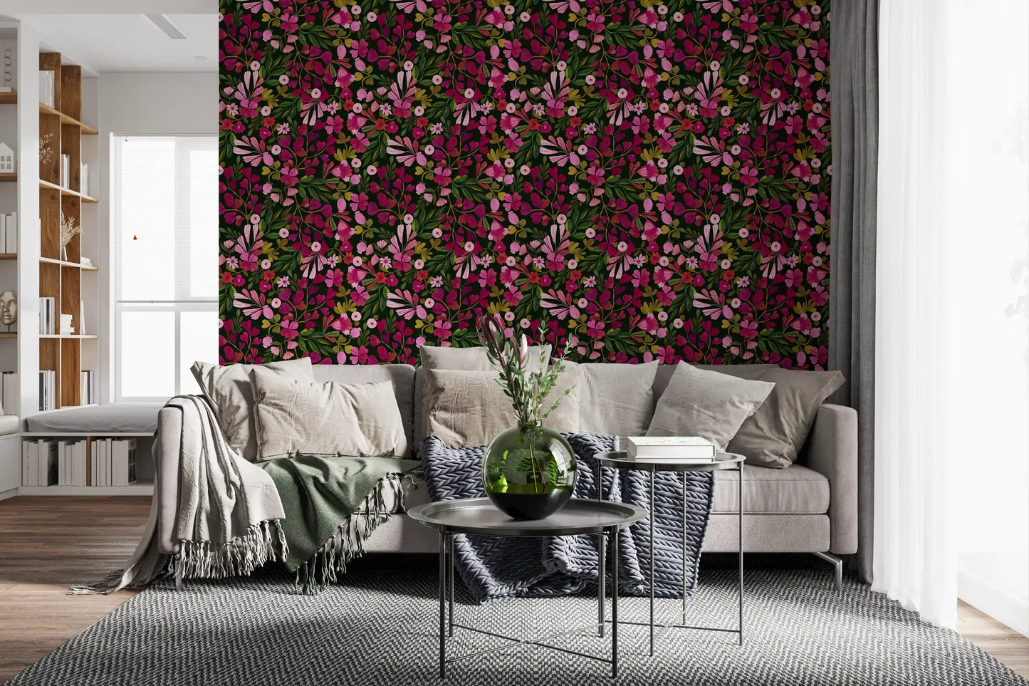Midnight Botanical Meadow Wallpaper⁠