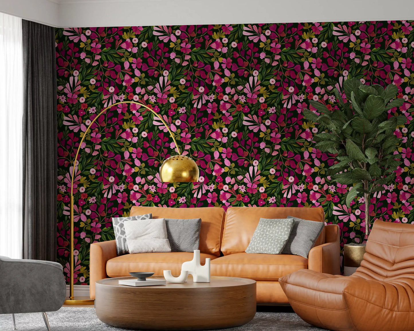Midnight Botanical Meadow Wallpaper⁠