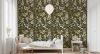 Rustic Cream and Sage Leaf Illustration Wallpaper⁠