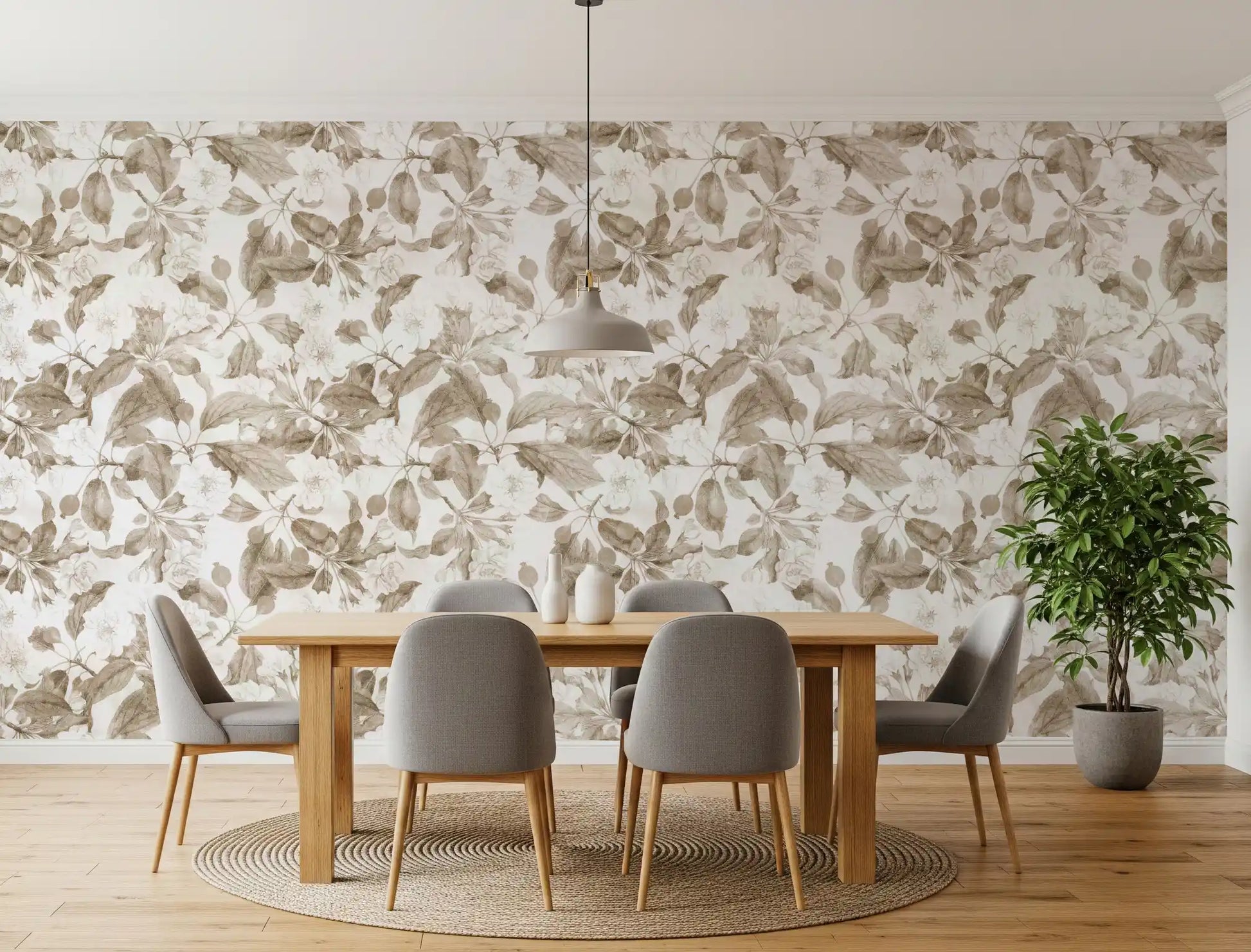 Vintage Botanical Sepia Bloom Wallpaper⁠