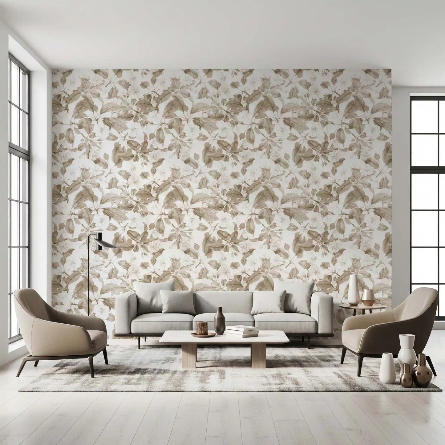 Vintage Botanical Sepia Bloom Wallpaper⁠