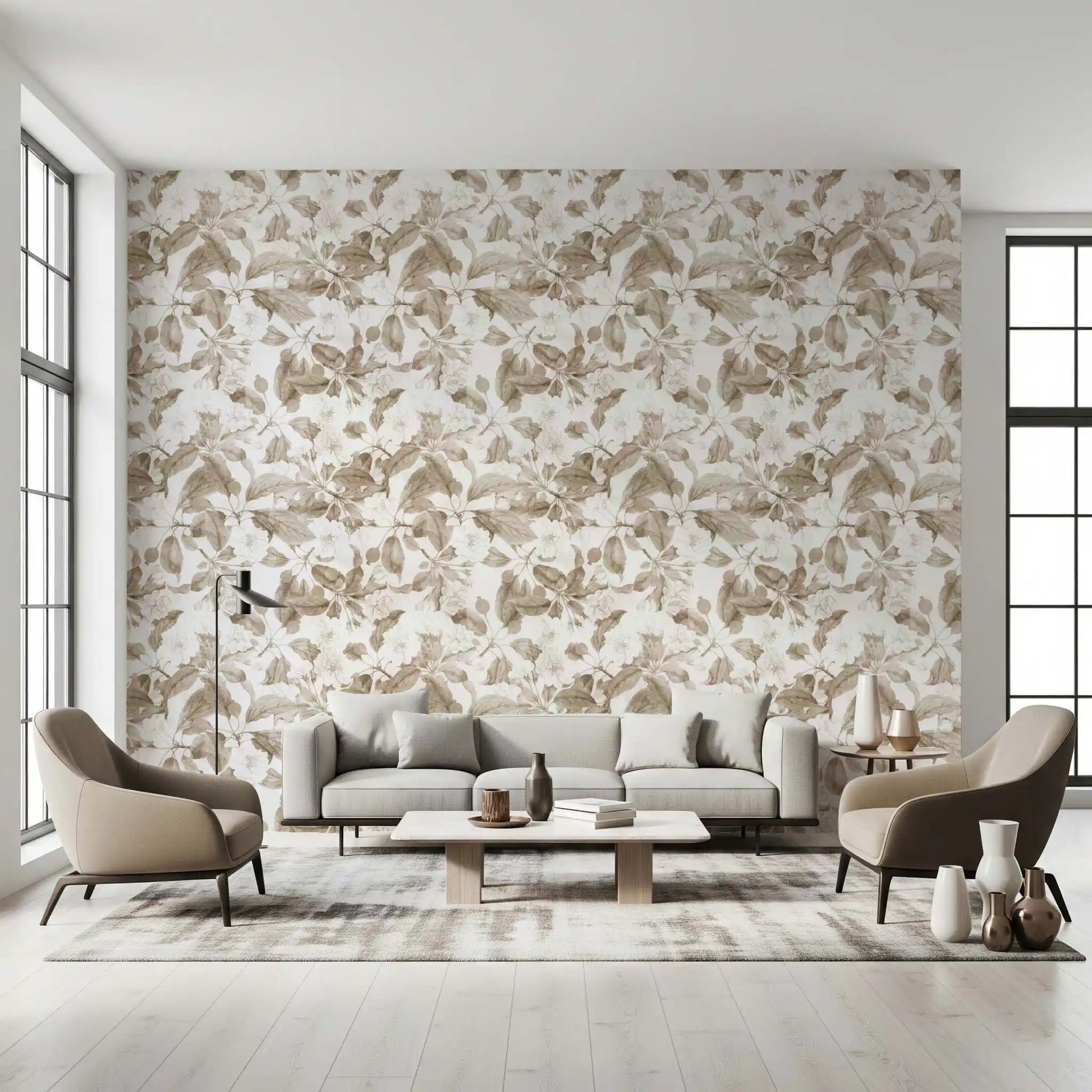 Vintage Botanical Sepia Bloom Wallpaper⁠
