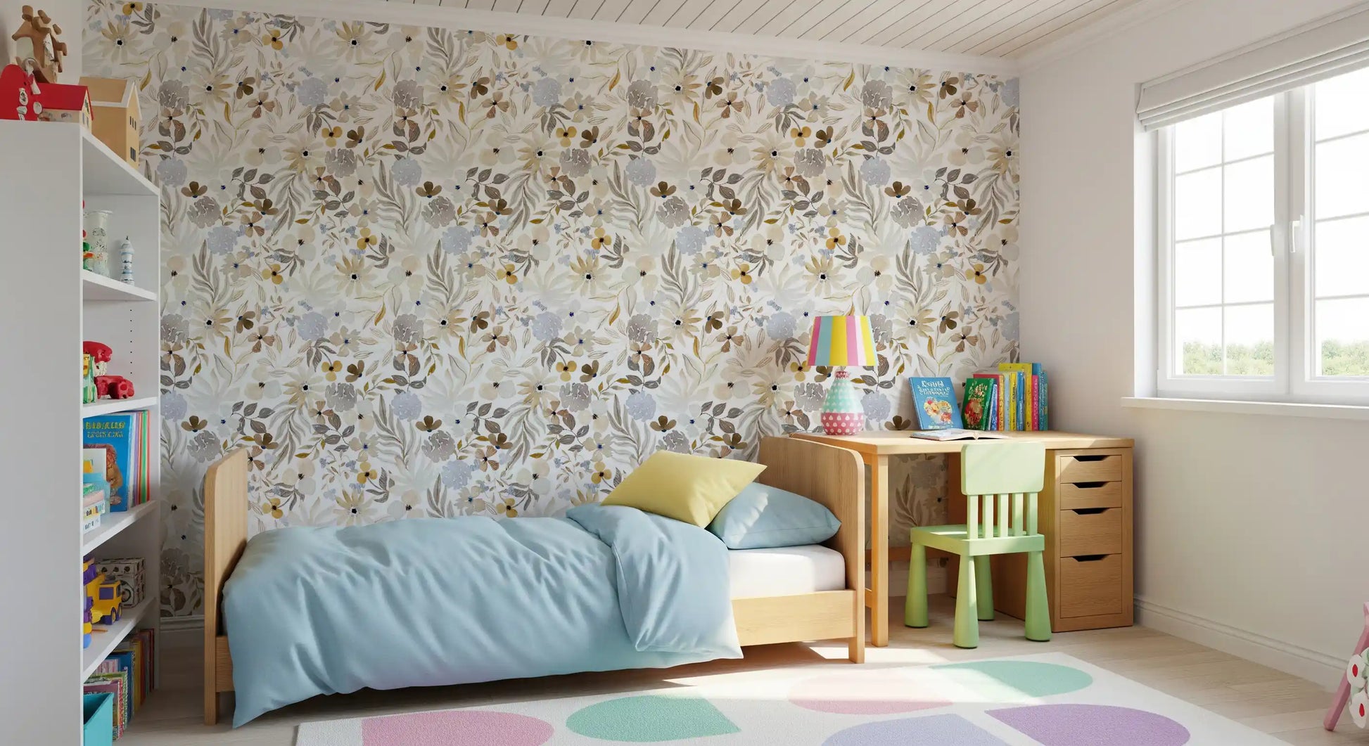 Soft Watercolor Meadow Botanical Wallpaper⁠