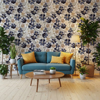 Indigo Garden Sketch Wallpaper⁠