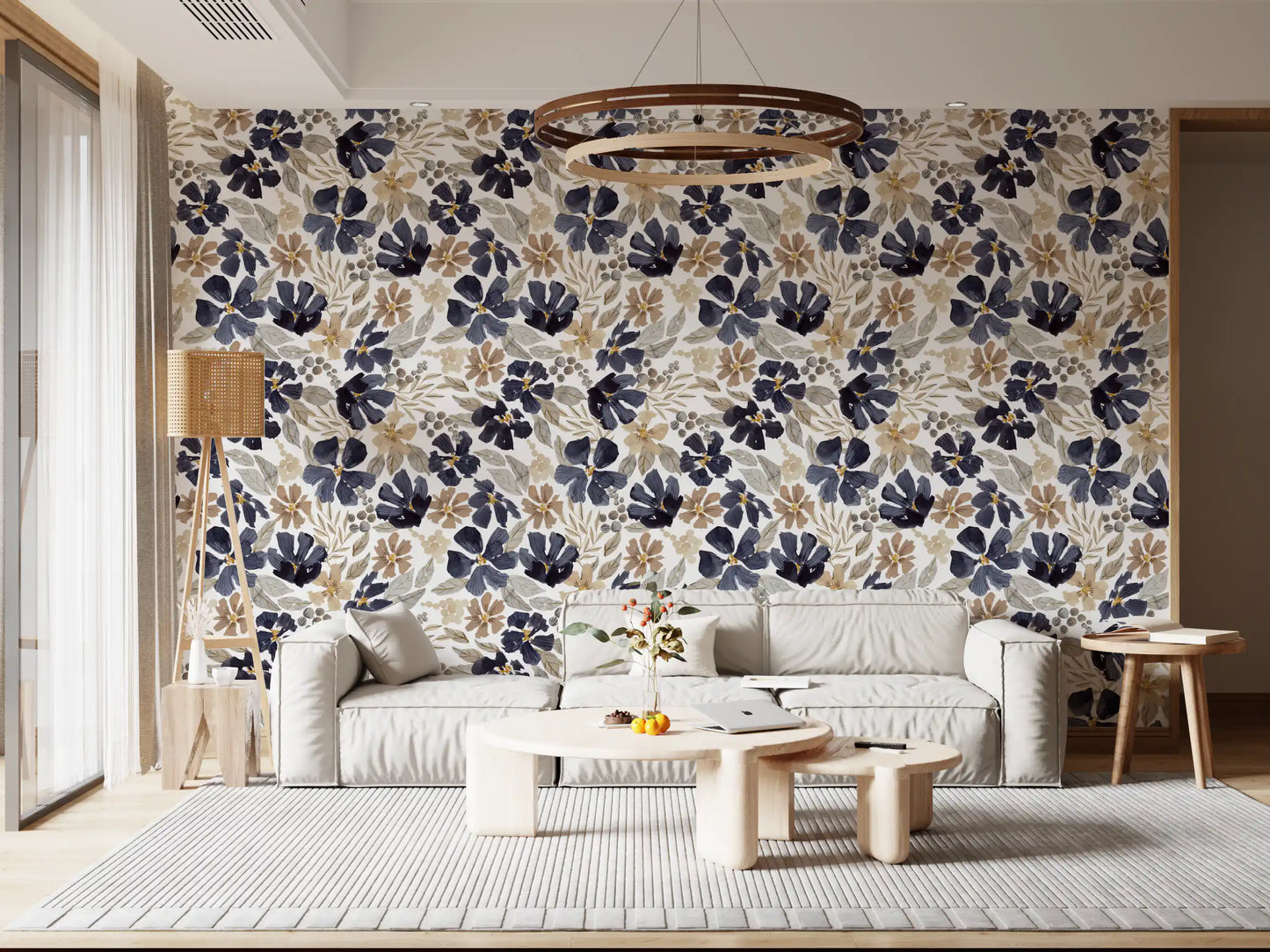 Indigo Garden Sketch Wallpaper⁠