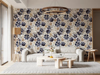Indigo Garden Sketch Wallpaper⁠